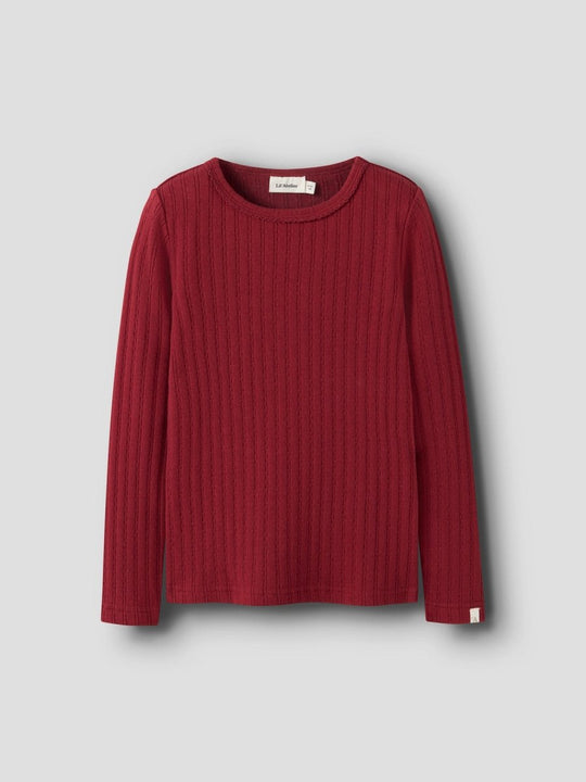 Lil' Atelier Mini RITA SIG LS SLIM TOP - Red Dahlia | Torgunns Barneklær AS
