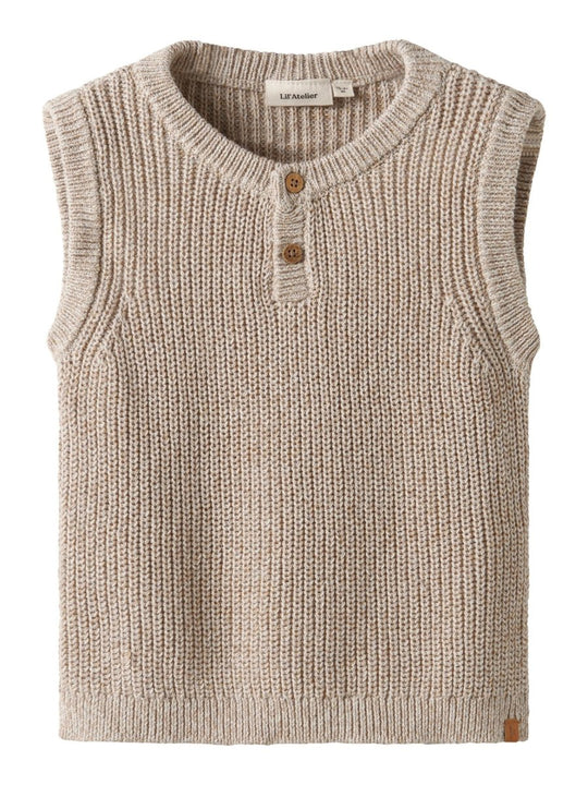 Lil' Atelier Mini ROKKO KNIT VEST - Oxford Tan | Torgunns Barneklær AS