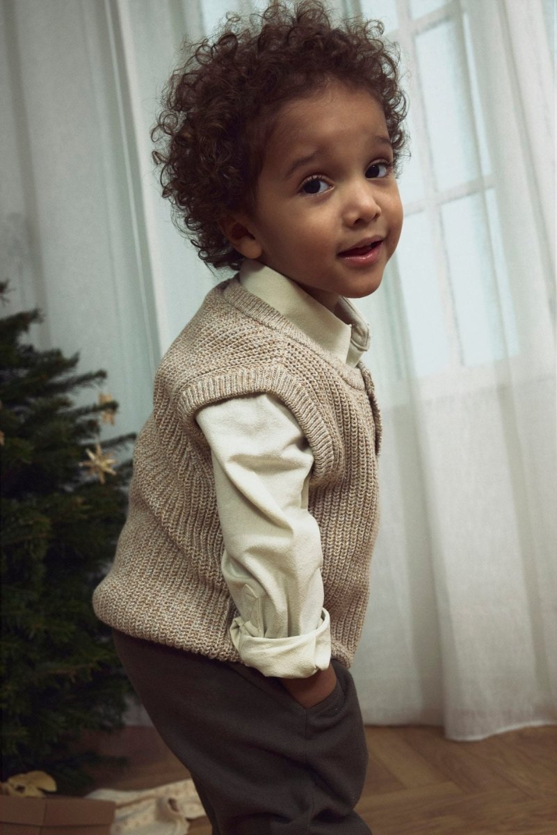 Lil' Atelier Mini ROKKO KNIT VEST - Oxford Tan | Torgunns Barneklær AS