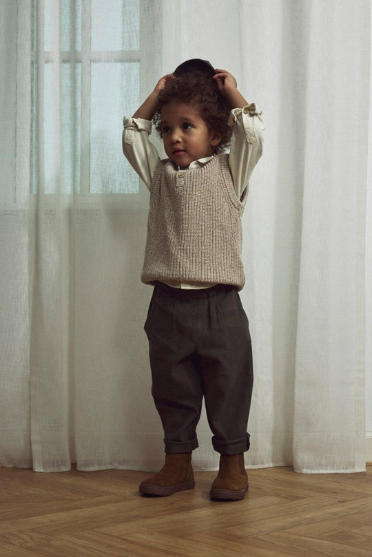 Lil' Atelier Mini ROKKO KNIT VEST - Oxford Tan | Torgunns Barneklær AS