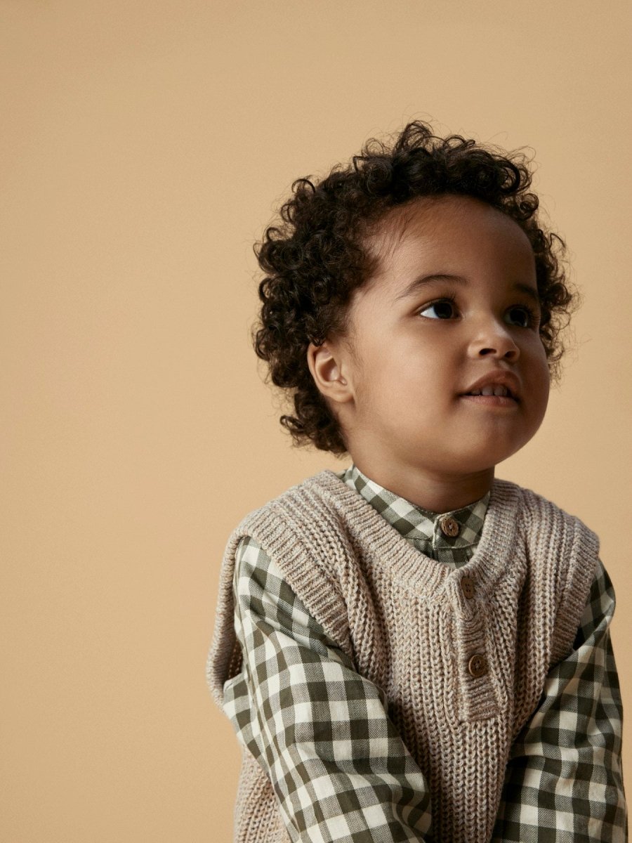 Lil' Atelier Mini ROKKO KNIT VEST - Oxford Tan | Torgunns Barneklær AS
