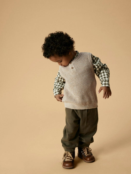 Lil' Atelier Mini ROKKO KNIT VEST - Oxford Tan | Torgunns Barneklær AS