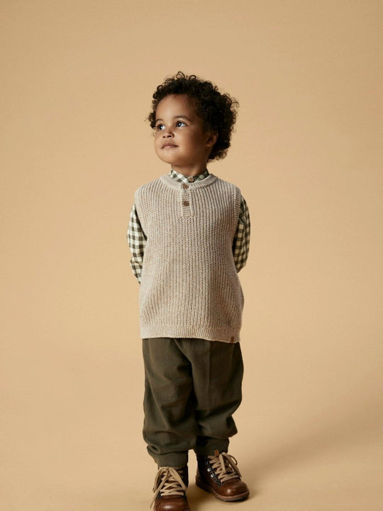 Lil' Atelier Mini ROKKO KNIT VEST - Oxford Tan | Torgunns Barneklær AS