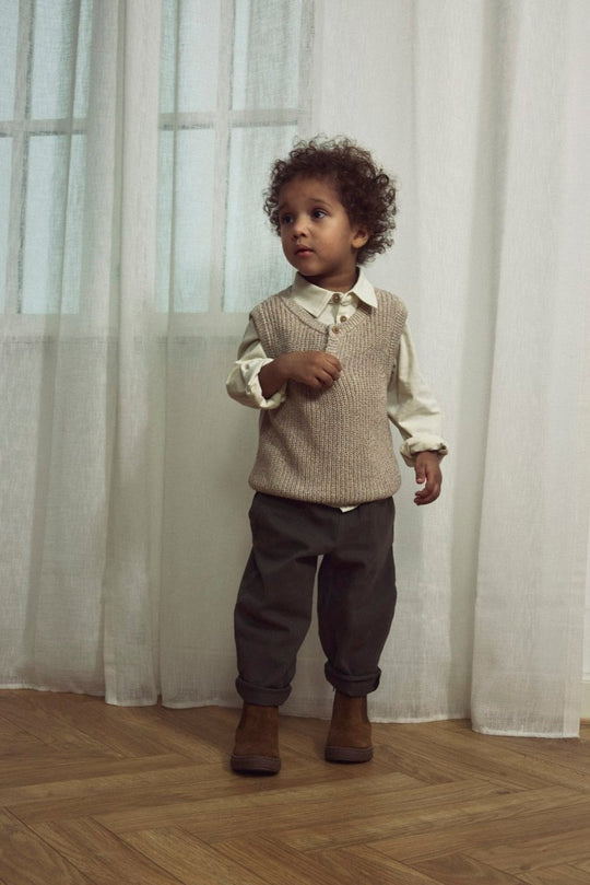 Lil' Atelier Mini ROKKO KNIT VEST - Oxford Tan | Torgunns Barneklær AS