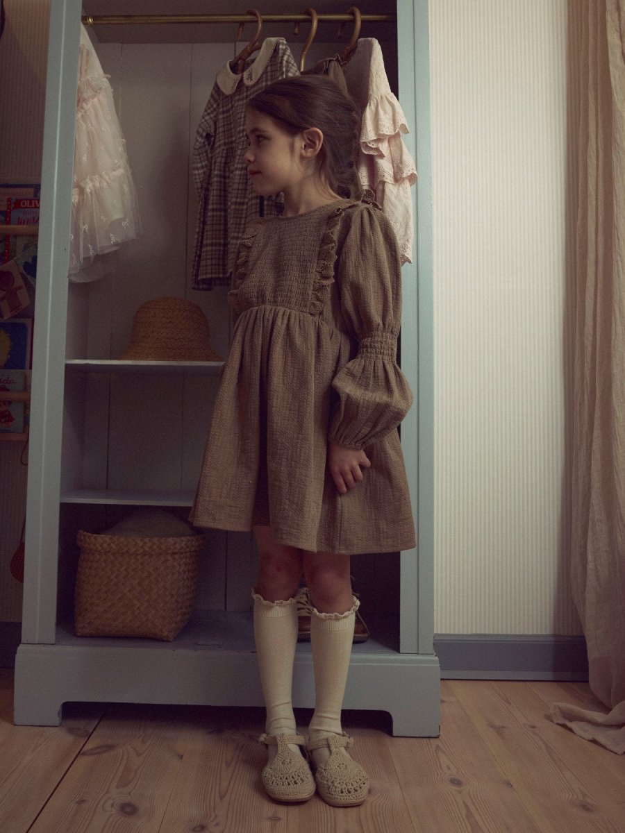 Lil' Atelier Mini ROSITA LIU LS DRESS - Sepia Tint | Torgunns Barneklær AS