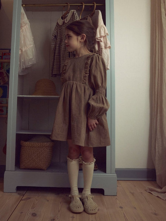 Lil' Atelier Mini ROSITA LIU LS DRESS - Sepia Tint | Torgunns Barneklær AS
