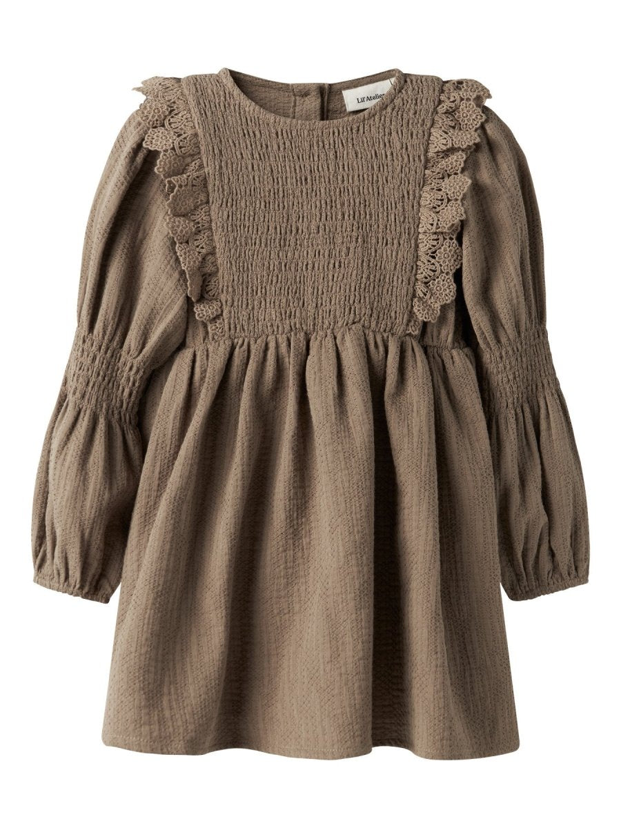 Lil' Atelier Mini ROSITA LIU LS DRESS - Sepia Tint | Torgunns Barneklær AS