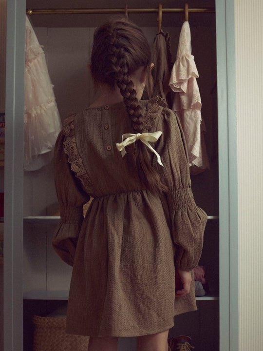 Lil' Atelier Mini ROSITA LIU LS DRESS - Sepia Tint | Torgunns Barneklær AS
