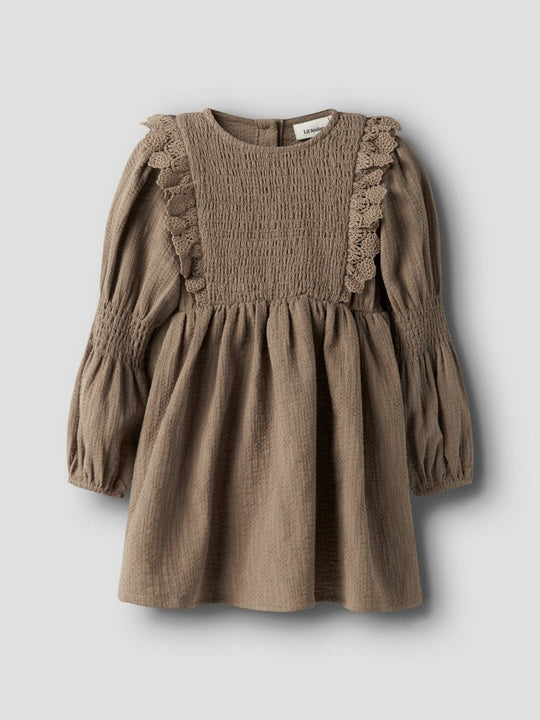 Lil' Atelier Mini ROSITA LIU LS DRESS - Sepia Tint | Torgunns Barneklær AS