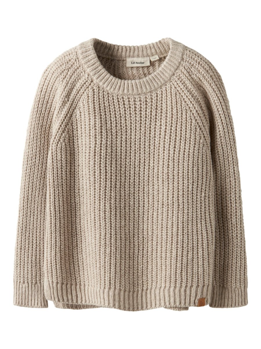 Lil' Atelier Mini RUMBA LS LOOSE KNIT - Oxford Tan | Torgunns Barneklær AS