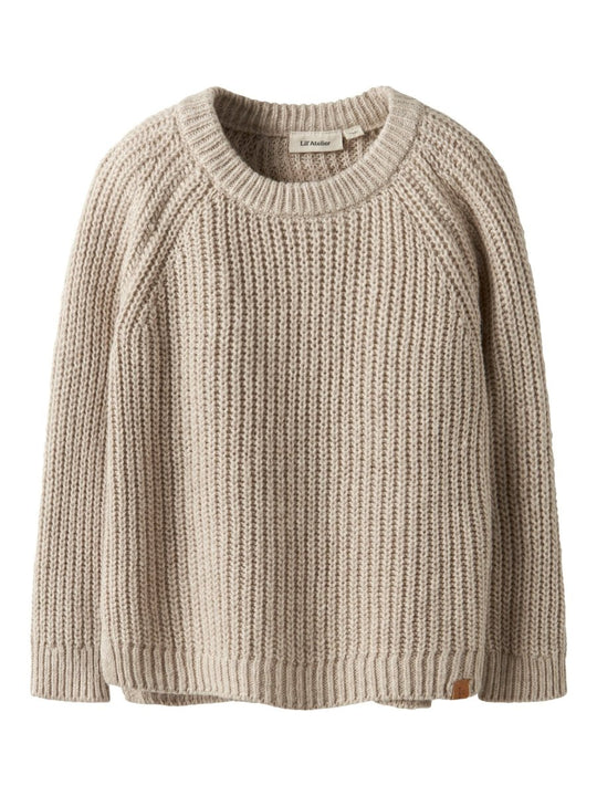 Lil' Atelier Mini RUMBA LS LOOSE KNIT - Oxford Tan | Torgunns Barneklær AS