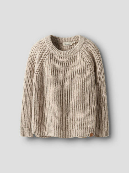 Lil' Atelier Mini RUMBA LS LOOSE KNIT - Oxford Tan | Torgunns Barneklær AS