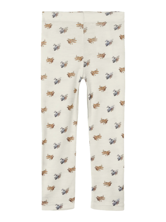 Lil' Atelier Mini WOOL NALU SLIM LEGGING - Turtledove Melange | Airplane | Torgunns Barneklær AS