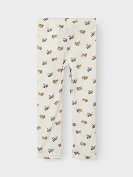 Lil' Atelier Mini WOOL NALU SLIM LEGGING - Turtledove Melange | Airplane | Torgunns Barneklær AS