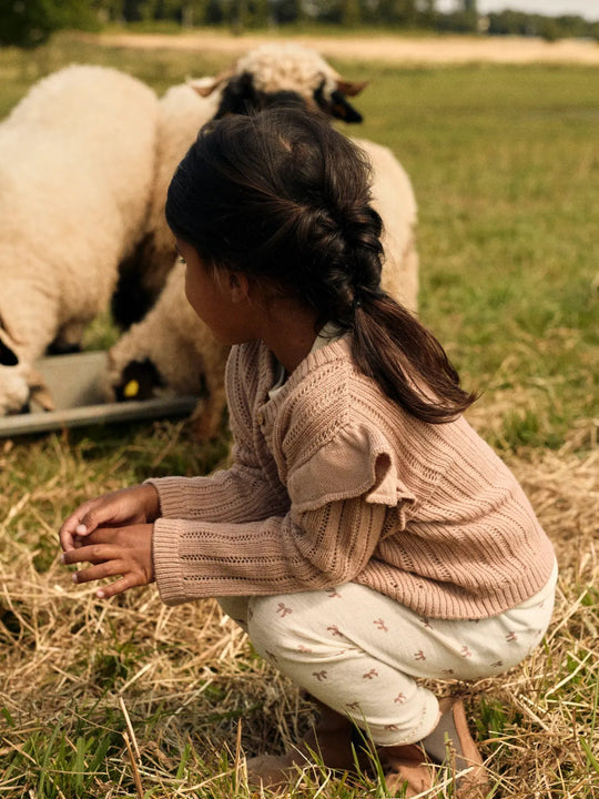 Lil' Atelier Mini WOOL NALU SLIM LEGGING - Turtledove Melange | Bow | Torgunns Barneklær AS