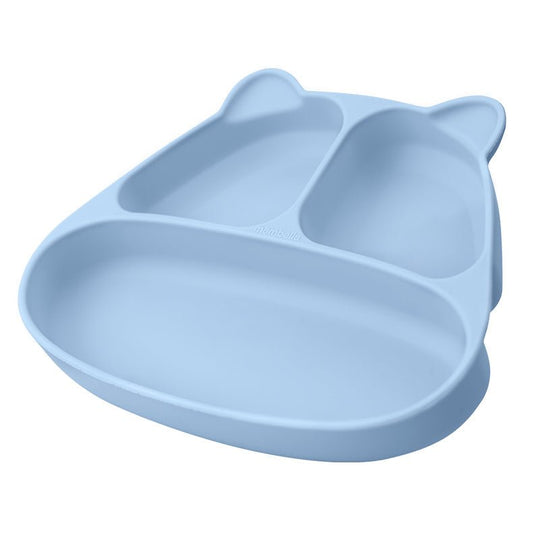 mombella | Panda Silikon Tallerken m/Sugekopp - Lysblå | Torgunns Barneklær AS