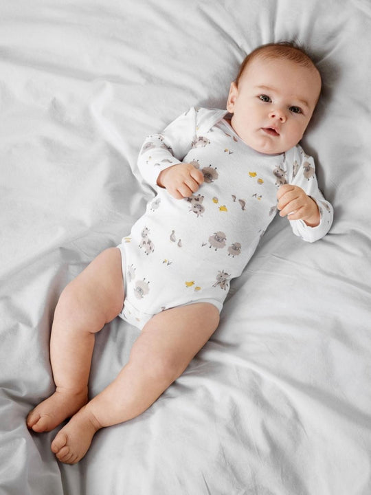 name it baby BODY 2PK FARM ANIMALS - Bright White | Torgunns Barneklær AS