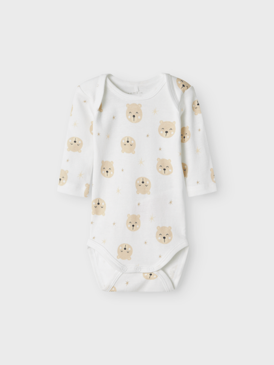 name it baby BODY 3PK BEAR NOOS - Oxford Tan | Torgunns Barneklær AS