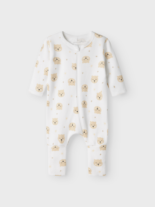 name it baby NIGHTSUIT 2P ZIP BEAR - Oxford Tan | Bear | Torgunns Barneklær AS