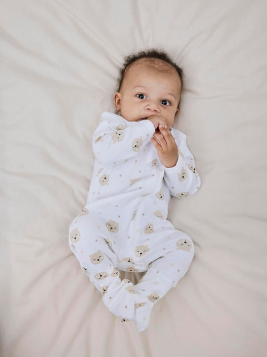 name it baby NIGHTSUIT 2P ZIP BEAR - Oxford Tan | Bear | Torgunns Barneklær AS