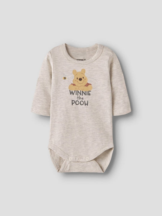 name it baby OLLU POOH LS BODY SET WDI - Peyote Melange BODY + PANT | Torgunns Barneklær AS
