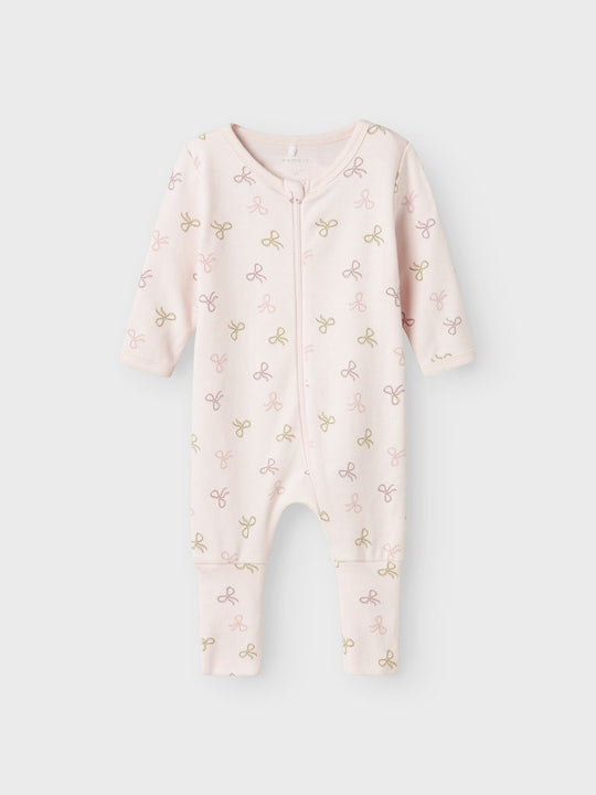 name it baby PYSJAMAS 2PK ZIP - Barely Pink | Bow | Torgunns Barneklær AS