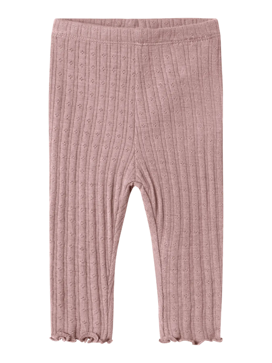 name it baby ULL/SILKE WOSSA RIB LEGGING - Antler | Torgunns Barneklær AS