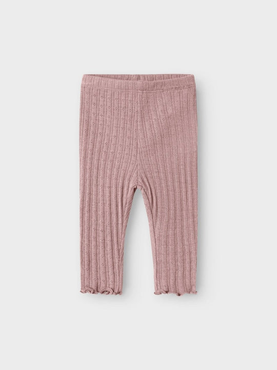name it baby ULL/SILKE WOSSA RIB LEGGING - Antler | Torgunns Barneklær AS