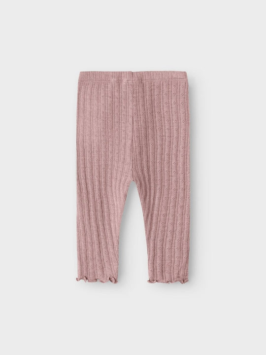 name it baby ULL/SILKE WOSSA RIB LEGGING - Antler | Torgunns Barneklær AS