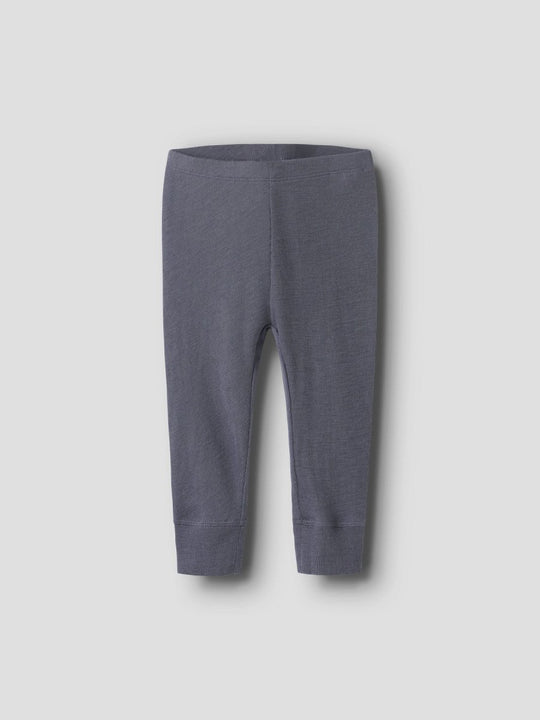 name it baby ULL/SILKE WOSSA RIB LONGJOHN - Folkstone Gray | Torgunns Barneklær AS