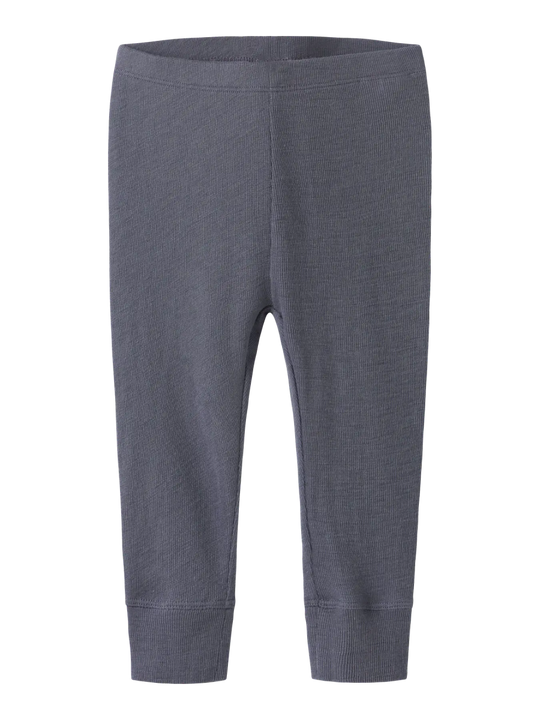 name it baby ULL/SILKE WOSSA RIB LONGJOHN - Folkstone Gray | Torgunns Barneklær AS