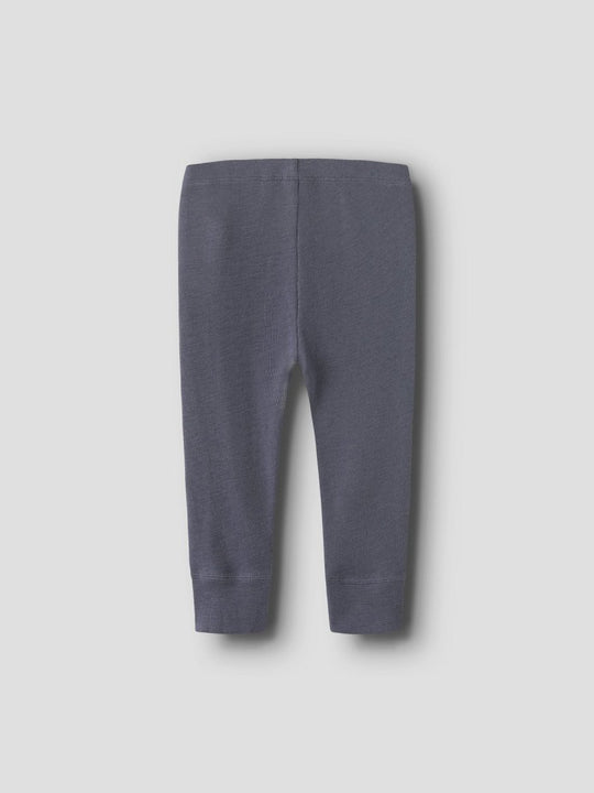 name it baby ULL/SILKE WOSSA RIB LONGJOHN - Folkstone Gray | Torgunns Barneklær AS