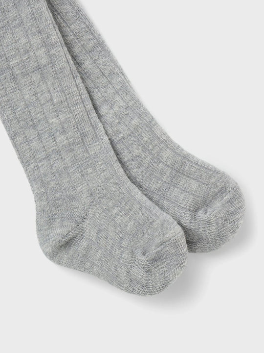 name it baby WAKMA WO/BL RIB PANTYHOSE W/SUS - Grey Melange | Torgunns Barneklær AS