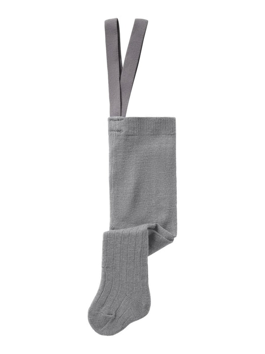 name it baby WAKMA WO/BL RIB PANTYHOSE W/SUS - Grey Melange | Torgunns Barneklær AS