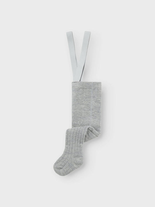name it baby WAKMA WO/BL RIB PANTYHOSE W/SUS - Grey Melange | Torgunns Barneklær AS