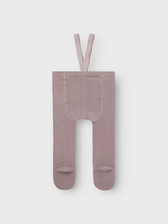 name it baby WAKMA WO/BL RIB PANTYHOSE W/SUS - Purple Dove | Torgunns Barneklær AS