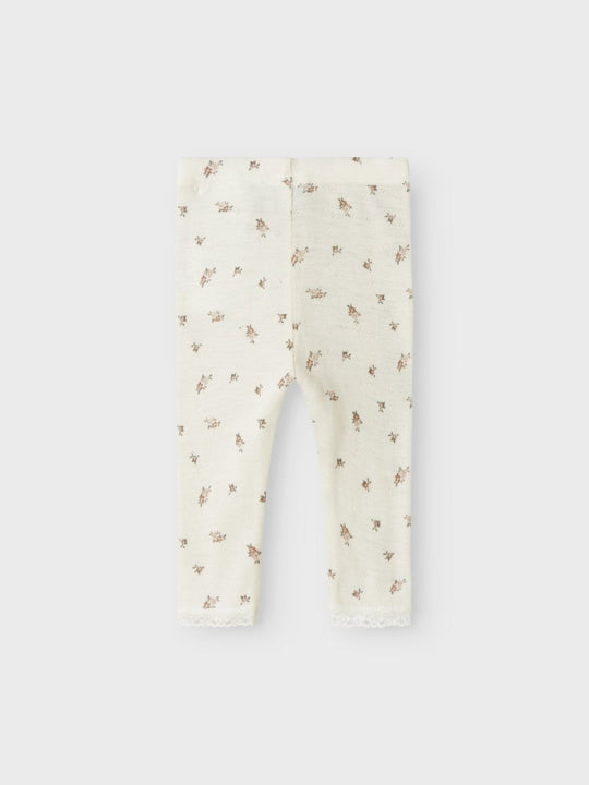 name it baby WANG WOOL NEEDLE LEGGING NOOS - Snow White | Small flowers | Torgunns Barneklær AS