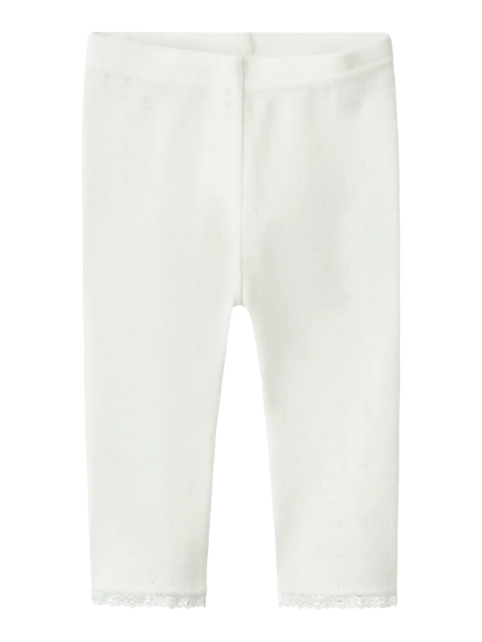 name it baby WANG WOOL NEEDLE LEGGING SOLID NOOS - Snow White | Torgunns Barneklær AS
