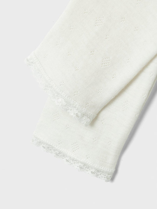 name it baby WANG WOOL NEEDLE LEGGING SOLID NOOS - Snow White | Torgunns Barneklær AS