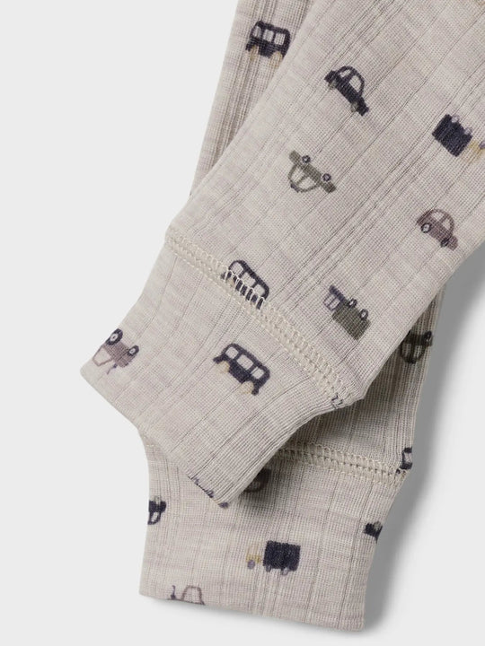 name it baby WANG WOOL NEEDLE LONGJOHN NOOS - Nacreous Cloud | Small Cars | Torgunns Barneklær AS