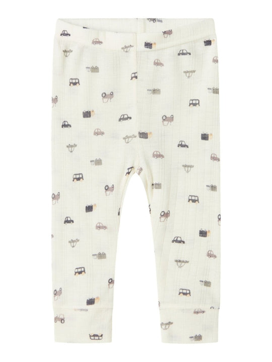 name it baby WANG WOOL NEEDLE LONGJOHN NOOS - Snow White | Small cars | Torgunns Barneklær AS