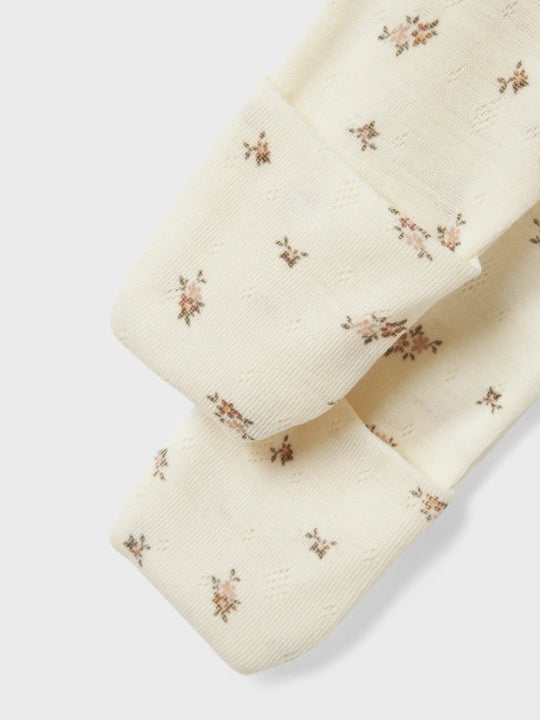 name it baby WANG WOOL NEEDLE NIGHTSUIT NOOS - Snow White | Small flowers | Torgunns Barneklær AS