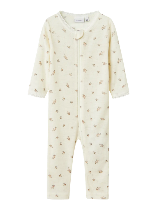 name it baby WANG WOOL NEEDLE NIGHTSUIT NOOS - Snow White | Small flowers | Torgunns Barneklær AS