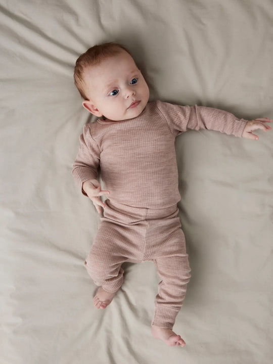 name it baby WAX WOOL RIB LEGGING NOOS - Shadow Gray | Torgunns Barneklær AS