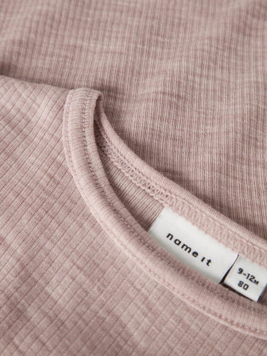 name it baby WAX WOOL RIB LS BODY NOOS - Shadow Gray | Torgunns Barneklær AS