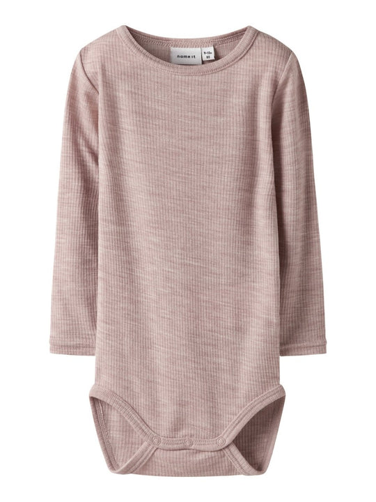 name it baby WAX WOOL RIB LS BODY NOOS - Shadow Gray | Torgunns Barneklær AS
