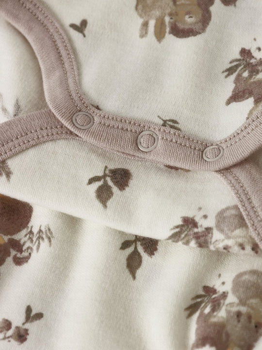 name it baby WILLU WOOL LS BODY - Snow White | Forest animals | Torgunns Barneklær AS