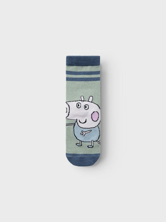 name it mini ADINIS PEPPA PIG SOCK - Bering Sea | Lily Pad Stripes | Torgunns Barneklær AS