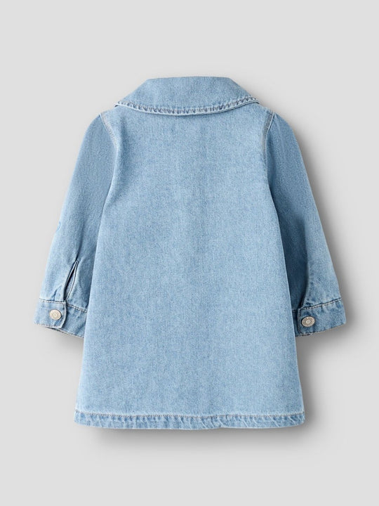 name it mini LILI EMB DENIM DRESS - Light Blue Denim | Torgunns Barneklær AS