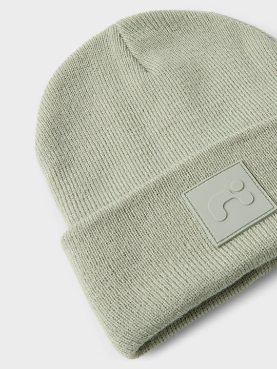 name it mini MALIK KNIT BEANIE BADGE - Seagrass | Torgunns Barneklær AS